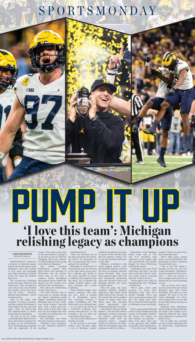 theblockm's tweet photo. Twelve months ago, @UMichFootball seemed directionless. Now, it appears that the glory days are nearing a return. 

This week’s #SportsMonday cover: Pump It Up. https://t.co/4v5hxNG7m2