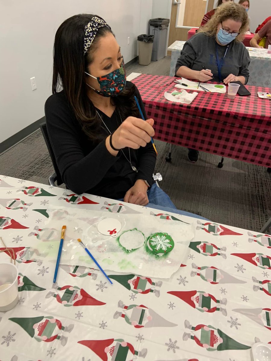 LVC's tweet photo. The Speech Language Pathology department hosted a holiday gathering over the weekend. SLP students and faculty got into the holiday spirit by painting ornaments! #GoLVC https://t.co/XehSvcT1ZV