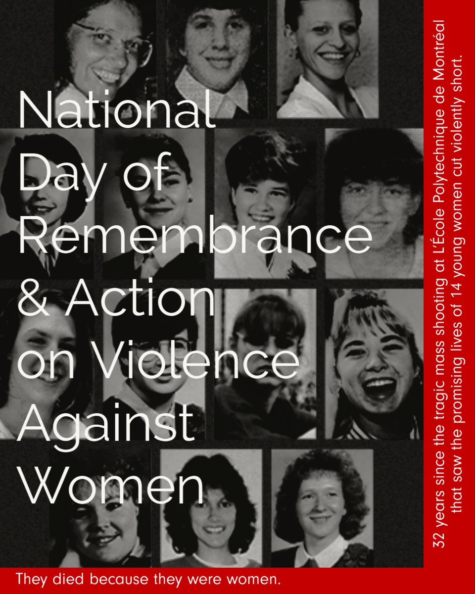 gr8cansolar's tweet photo. Today, December 6th is the National Day of Remembrance and Action on Violence Against Women. These women had a bright future, a future they never got to experience because they were women. 
#RememberThe14 
#NationalDayOfRemembranceAndActionOnViolenceAgainstWomen https://t.co/6nF4ivmsSh