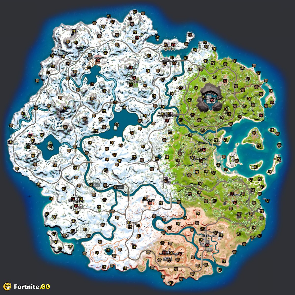 FortniteDotGG's tweet photo. CHAPTER 3 ALL CHEST SPAWNS

What's your favorite POI? https://t.co/nz02XCrcEd