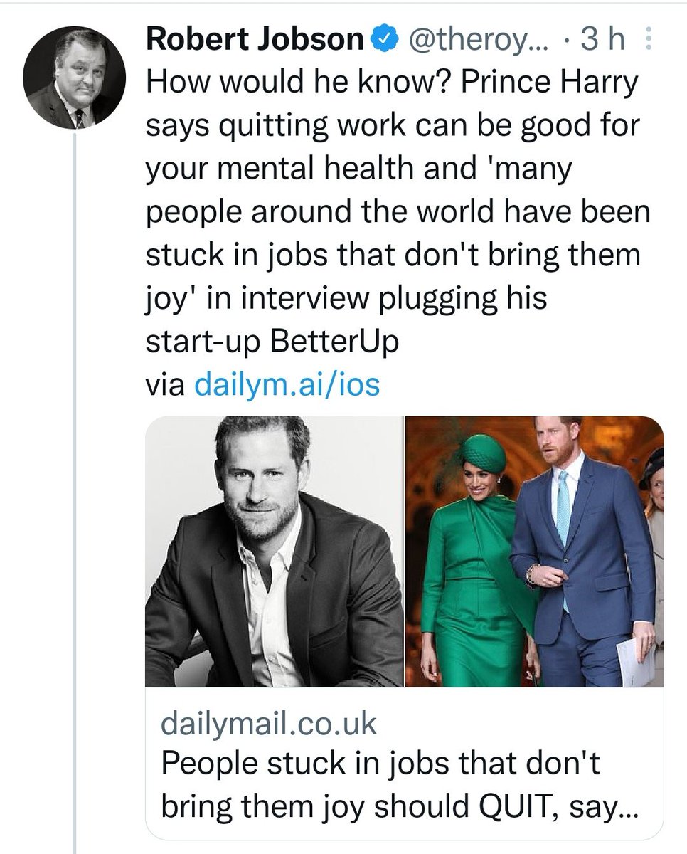 QueenKristina12's tweet photo. Well, he quit his job didn't he?!

#clueless
#princeharry https://t.co/5eZS2jOEUz