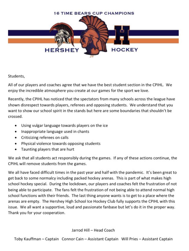 Statement from the team