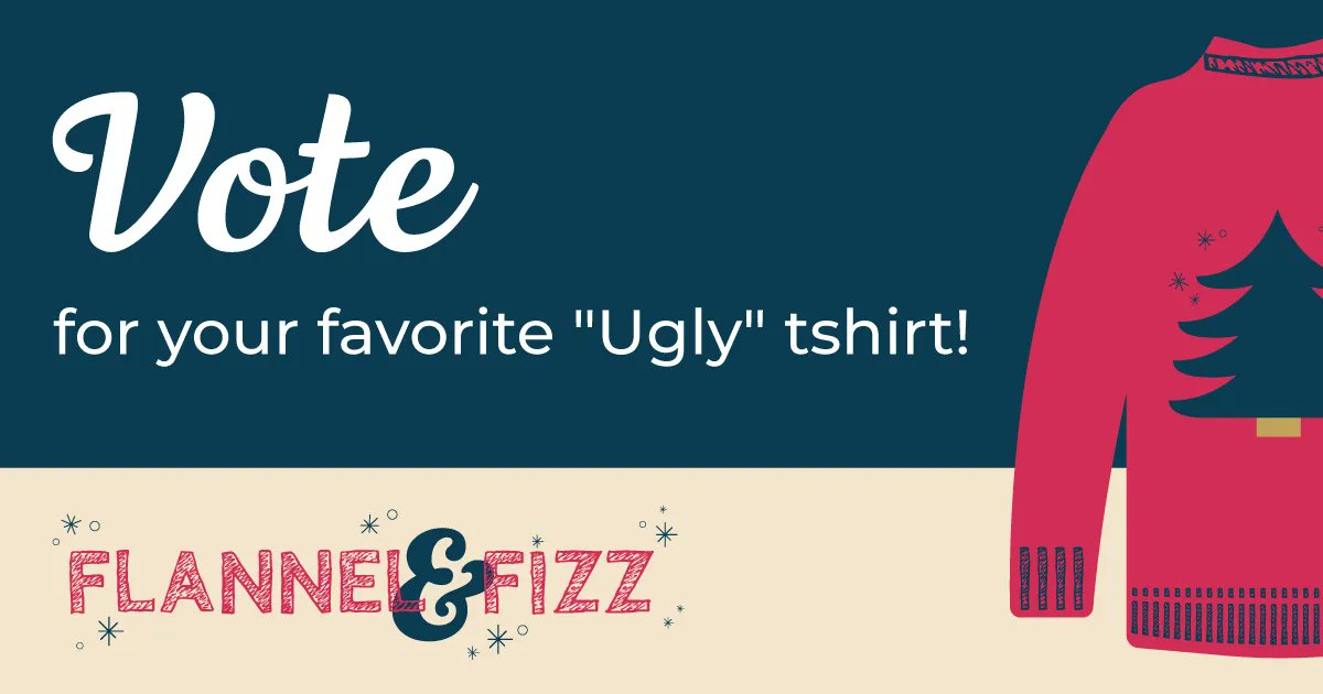 Calling all ugly holiday sweater connoisseurs. The designs are in for our ugly holiday t-shirt competition and we need you to vote for your favorite. The winner will be announced at our Flannel &amp; Fizz holiday party. Head to the link to cast your vote: buff.ly/3FZ39IM