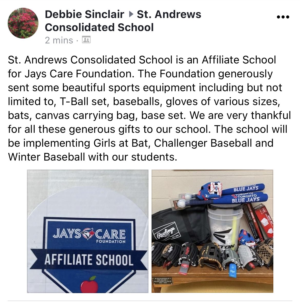 dean_marchand's tweet photo. Special thanks to the Toronto Blue Jays and the Jays Care foundation for the equipment to start our programs. @sacseagles @BlueJays @JaysCare @ns_challenger @baseball_ns @antigonishball https://t.co/GCRSzSHTHi
