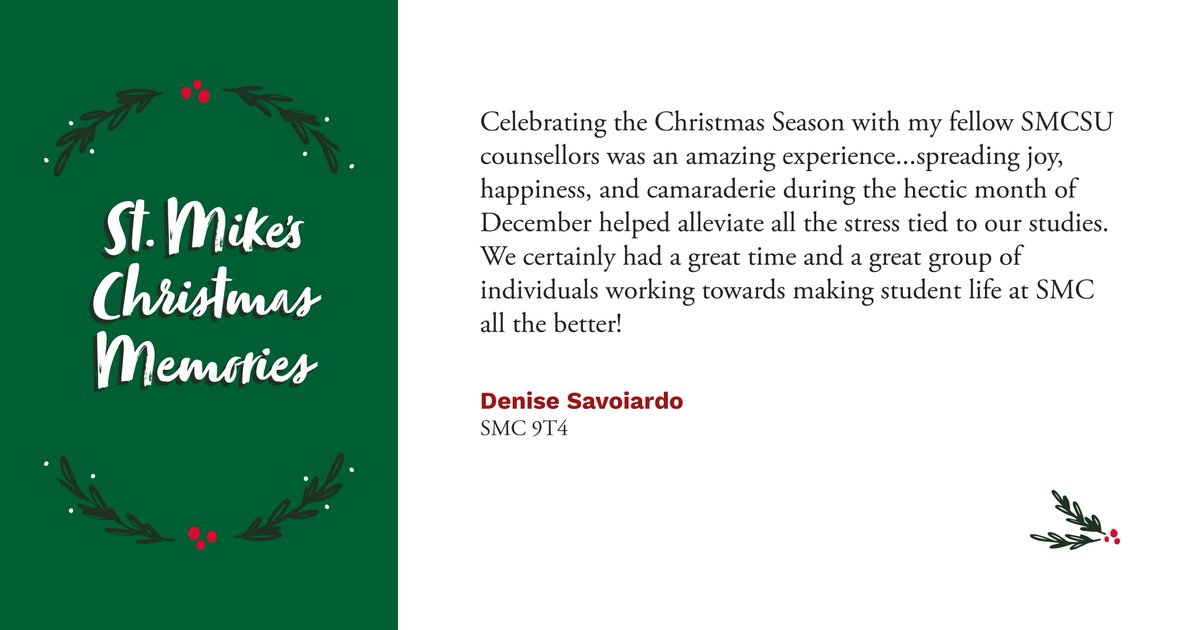 uStMikes's tweet photo. For today's #StMikesChristmasMemories, alumna Denise Savoiardo, 9T4 remembers the joyful work she and her fellow #SMCSU counsellors did to celebrate the season and alleviate the stresses of their @uStMikes peers at the end of the term. https://t.co/w93UgDSyBO