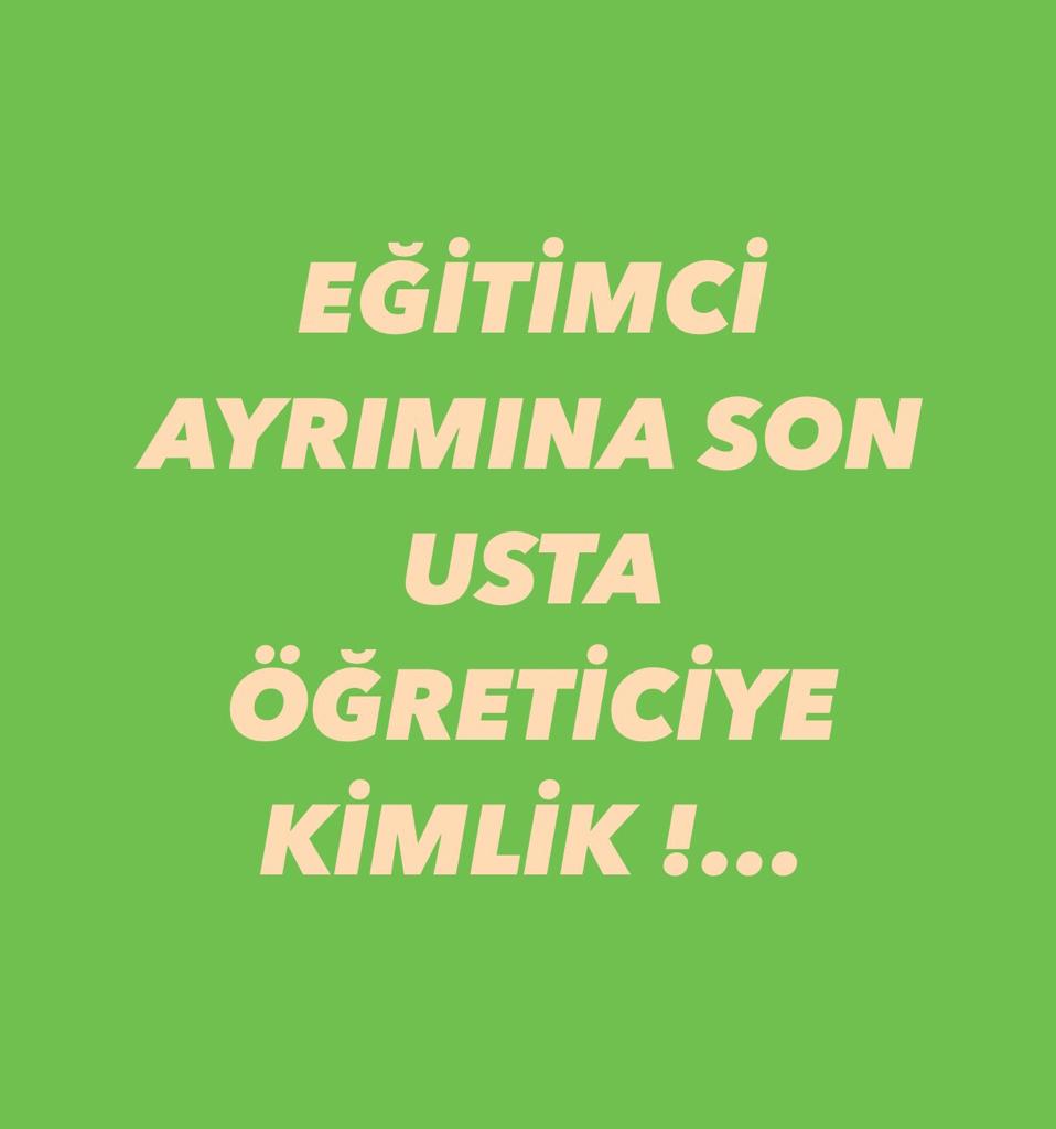 Ustaöğreticiyi Bilenvarmı 
Bu ülkede En çok çalışıp en çok en çok emek veren usta öğreticiler bu zorlu süreçte asgarî ücret bile alamıyoruz bizlere özlük hak verilerek bu durum ortadan kalkmalıdır .<a href="/RTErdogan/">Recep Tayyip Erdoğan</a>
<a href="/dbdevletbahceli/">Devlet Bahçeli</a> <a href="/mebhbogm/">MEB Hayat Boyu Öğrenme Genel Müdürlüğü</a>  <a href="/tcmeb/">Millî Eğitim Bakanlığı</a> <a href="/sdulger43/">Sabahattin DÜLGER</a>
hhu