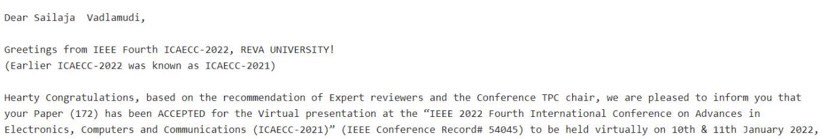 #FabFive  #IEEE Waking up to this wonderful news #ICEACC2022. This journey is contagious, cannot believe this is my fifth publication during 2021.  #mentorsforlife <a href="/somude/">Suman De</a> <a href="/_sureshkoduru/">Suresh Koduru</a> .Thank you for inspiring many of us along your journey. 
 #Reseacrhjourney <a href="/saplabsindia/">SAP LABS INDIA</a>
