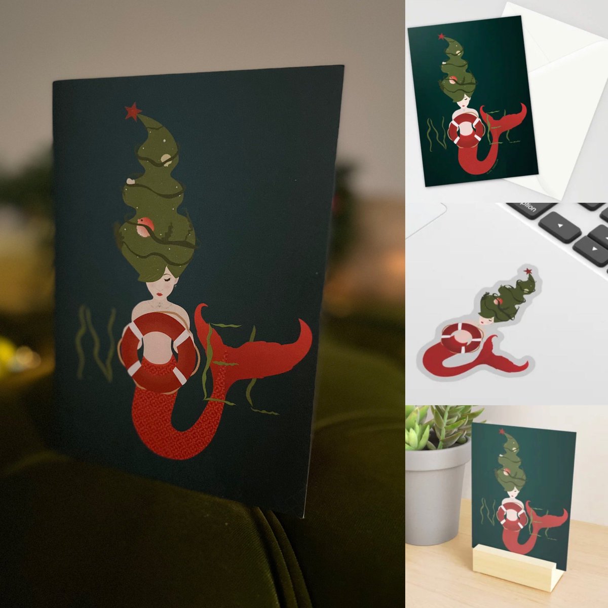 ccarrellas's tweet image. Get Ready for the season with my Holiday Mermaid Noel, whose hair resembles the shape of a Christmas tree! 🎄🐚🧜🏼‍♀️ Shop my Society6 for Cards, Art Prints, Stickers &amp;amp; More: society6.com/clarecarrellas

. . .
#christmascards #mermaid #society6 #societyartist #holidaycards