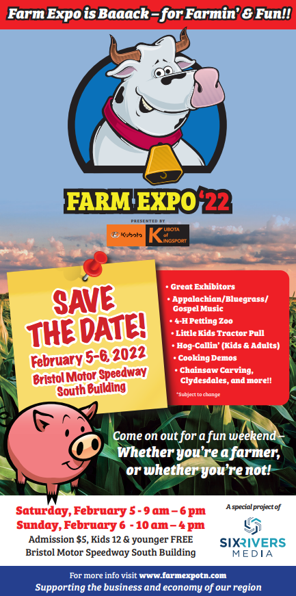 Don't miss the 2022 Farm Expo, coming to Bristol Motor Speedway Feb. 5 and 6. https://t.co/hWlQA8IaFC