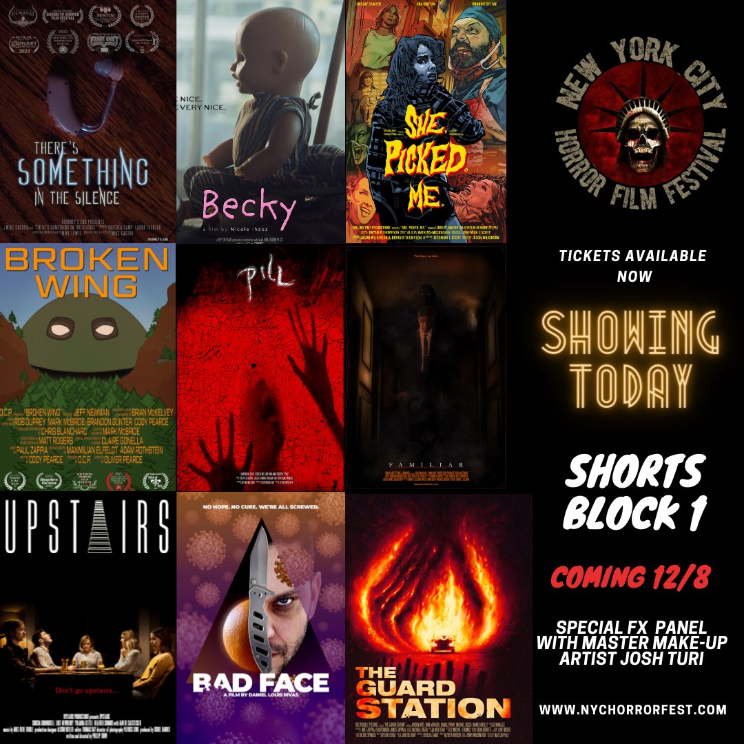 NYCHorrorFest's tweet photo. DAY 5 - SHORTS BLOCKS 1 & 2 ARE HERE! SPECIAL EFX PANEL WITH SPECIAL GUEST 12/8 - TICKETS AVAILABLE - https://t.co/2ZOhyE7IKg #horrorshorts #nychff #specialefx #joshturi #happeningtoday #horror #specialeffects #horrorfest https://t.co/YjfIyCQMnV
