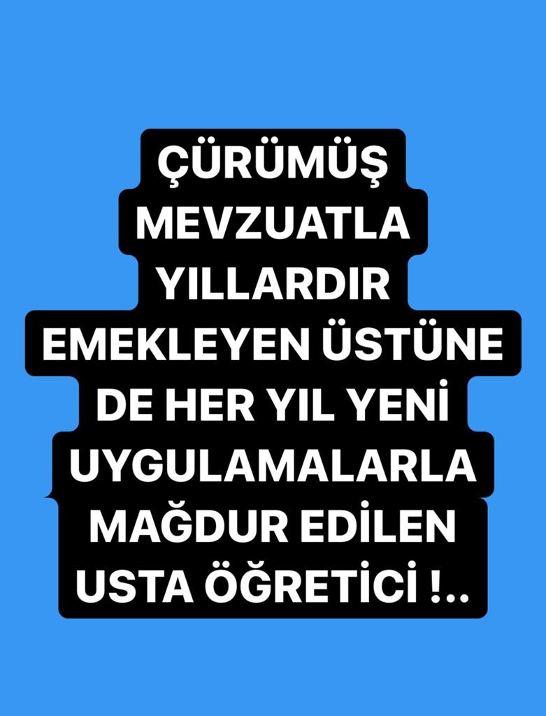 Ustaöğreticiyi Bilenvarmı
MEB'eBağlı Halk Eğitm Merkezlerinde görev yapan usta öğreticiler yıllardır hak kayıpları telafi edilmiyor.Usta öğreticilerin sorunları derinleşmeden özlük haklarının iyileştirilmesini istiyoruz <a href="/RTErdogan/">Recep Tayyip Erdoğan</a>
<a href="/dbdevletbahceli/">Devlet Bahçeli</a> <a href="/mebhbogm/">MEB Hayat Boyu Öğrenme Genel Müdürlüğü</a>  <a href="/tcmeb/">Millî Eğitim Bakanlığı</a> <a href="/sdulger43/">Sabahattin DÜLGER</a>
ff