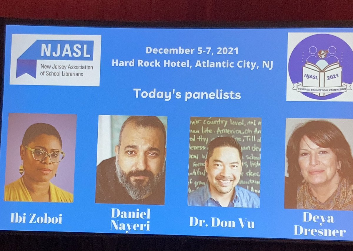 Raff5K's tweet photo. Great panel discussion about being an immigrant with @DanielNayeri @ibizoboi @drdonvu DeyaDresner @NJASL #NJASLFall2021 https://t.co/uhzhs08zJh