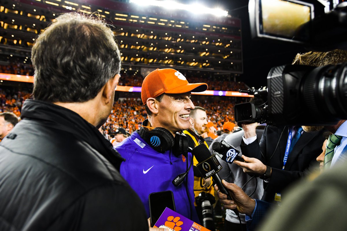 ClemsonFB's tweet photo. "Today is a great day for Brent and his family and a great day for Oklahoma, and the entire Clemson Family and I are proud of — and thankful for — his 10 years here and the lives he impacted in the process."

More from Dabo Swinney:
📰: https://t.co/C2PkDwUFt2 https://t.co/WxXg1k0vNs