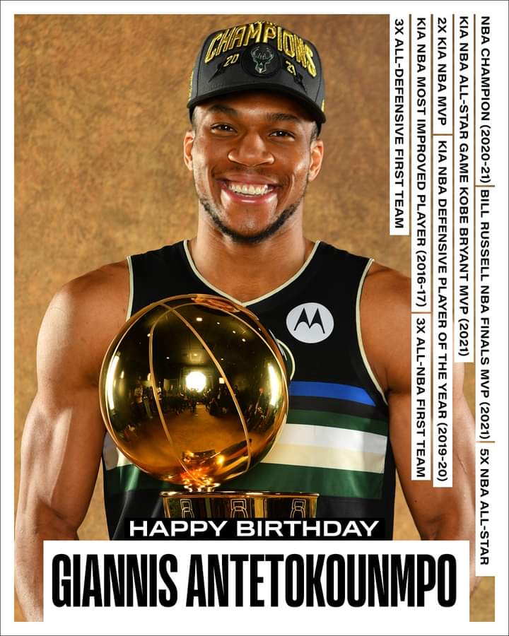 Join us in wishing Giannis Antetokounmpo of the Milwaukee Bucks a HAPPY 27th BIRTHDAY! 