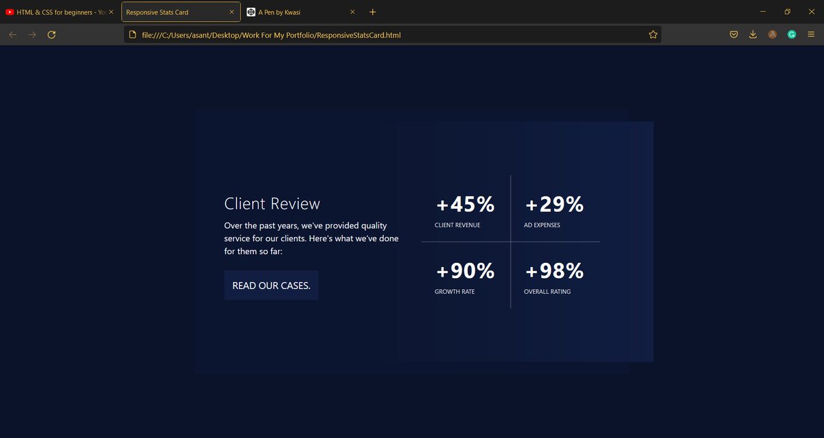 topboyasante's tweet image. #100DaysOfCode #BlackTechTwitter #AdventOfCode #webdeveloper #FrontEnd #html #CSS #Coding #developer 
The codes:                           The Outcome: