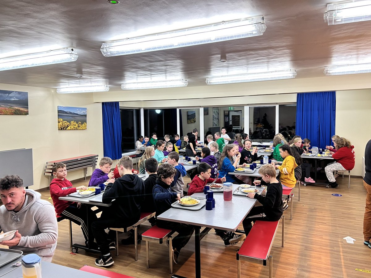 OldParkPrimary's tweet photo. Meal time after a fantastic day so far! #arthogOEC year 6 adventure https://t.co/7qWo1gq5ht
