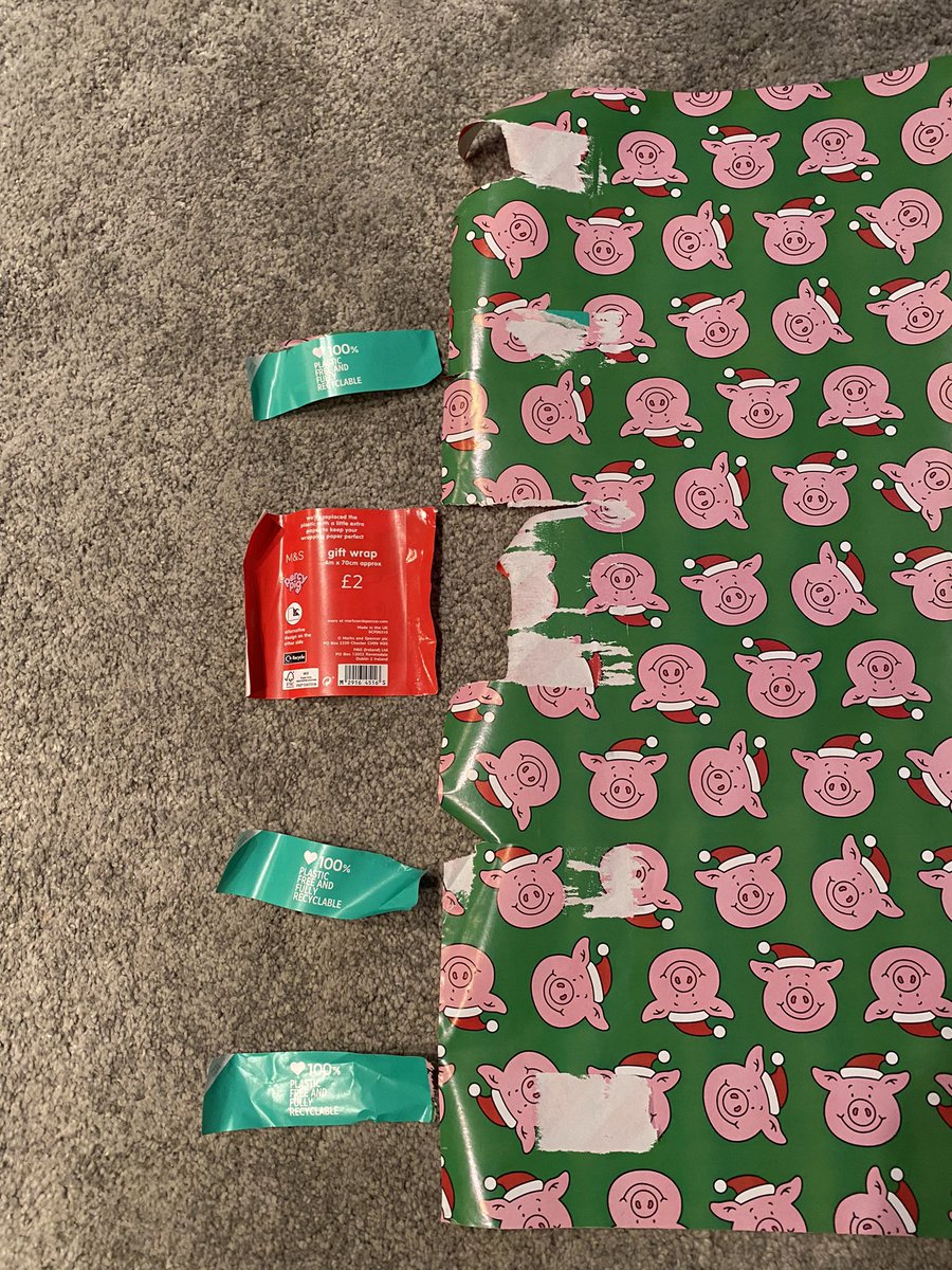 Well <a href="/marksandspencer/">M&S</a> I’m not sure using sticky labels to keep wrapping paper together is very effective - and I was very careful!!