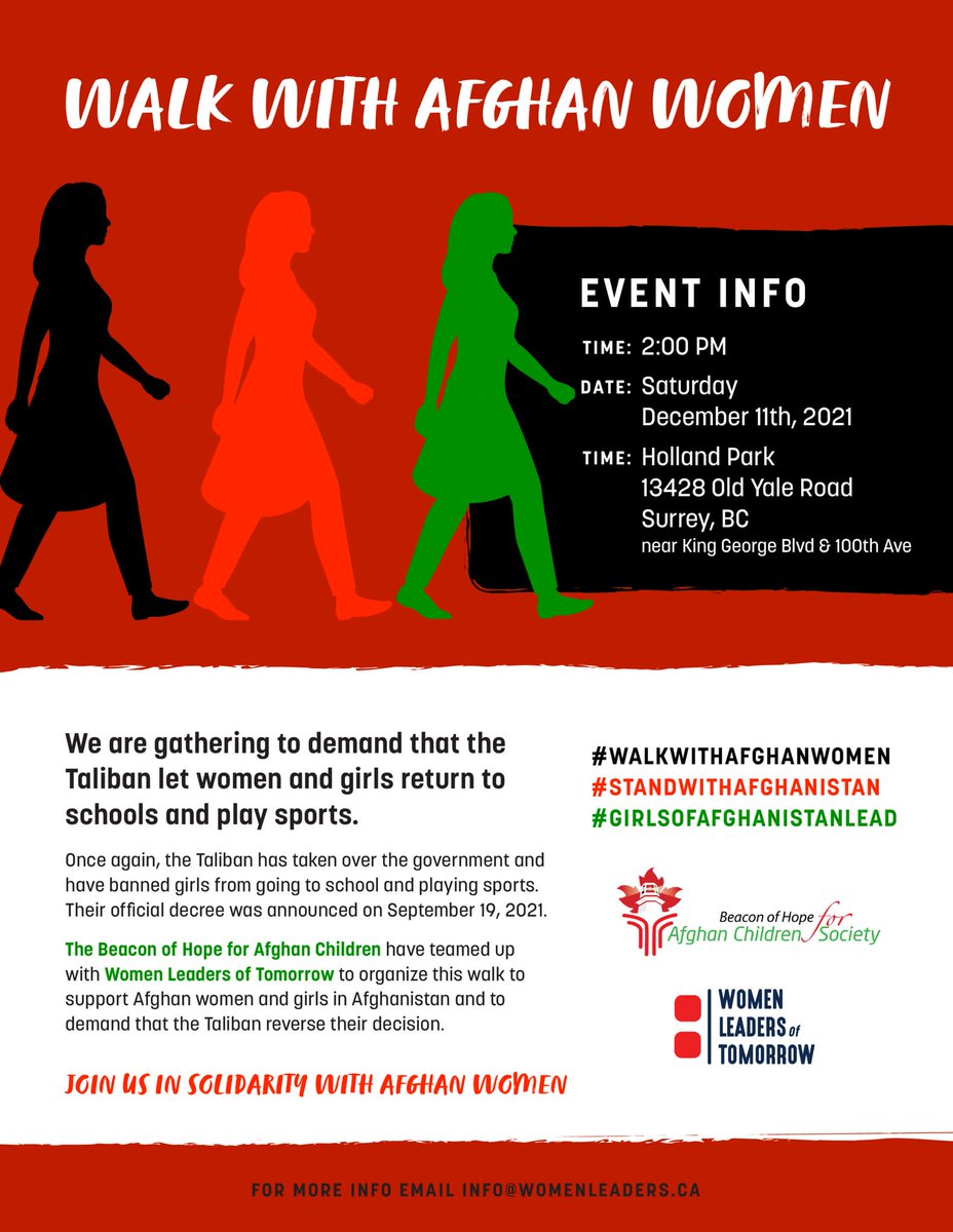 The @InternationalDayofHumanRights is approaching. Let's stand with Afghan women and girls in Afghanistan. Please join us with our rally and spread the word. Details are below👇