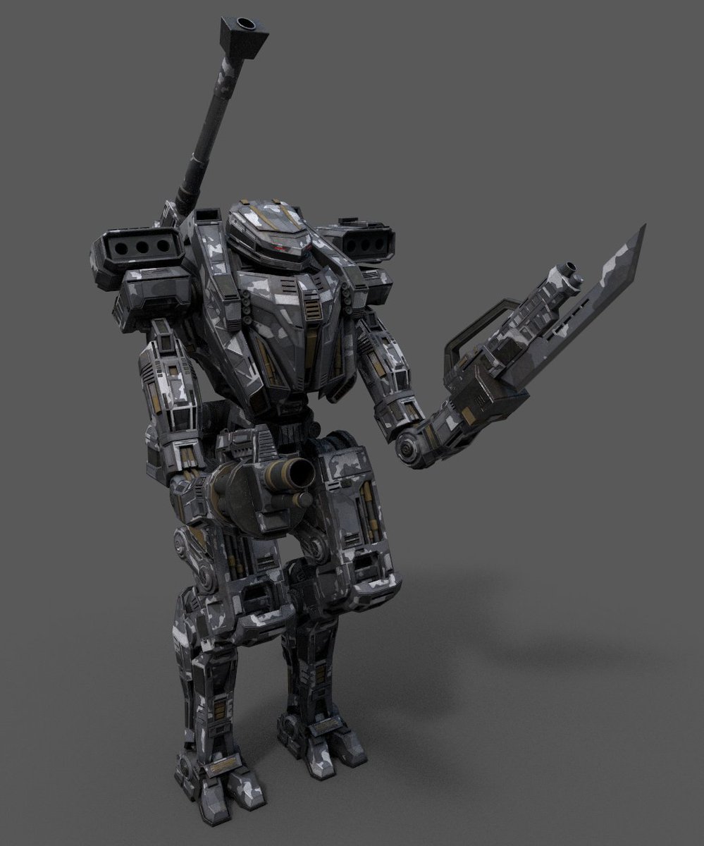 Can you say URBAN CAMO!!!  A few low resolution 'quickie' exports to checkout the new pattern.

This mech is known as the Vanguard.  

Join the discord to see more: discord.gg/BSxww4gTMZ

#mechs #NFTGame #NFT #mech
