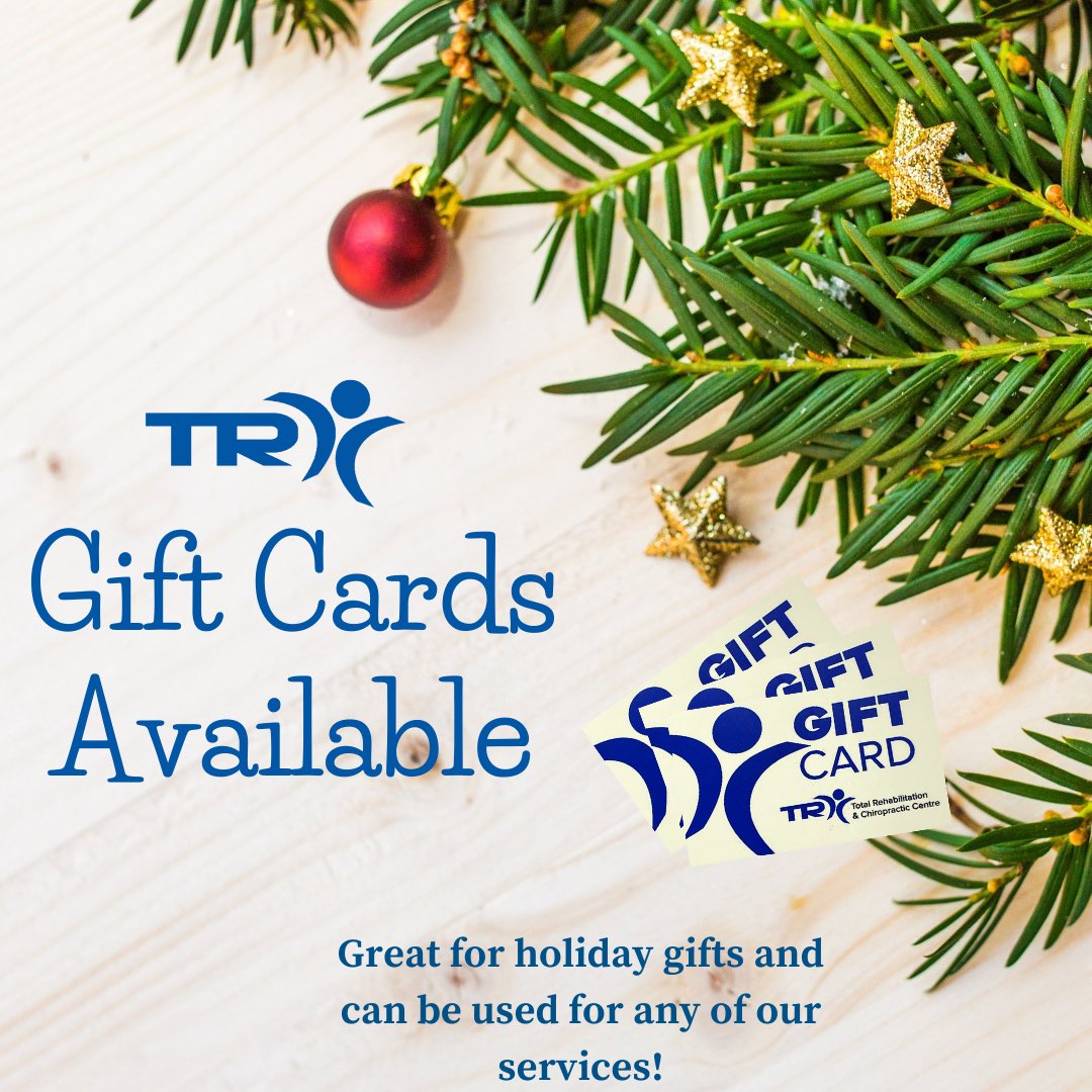 TotalRehabCC's tweet image. Gift cards available for purchase at both of our locations. Great for holiday gifts and can be used for any of our services!

#gift #giftideas #giftcard #holiday #holidayseason #christmas #giving #rmt #at #physio #chiro #thornhill #richmondhill