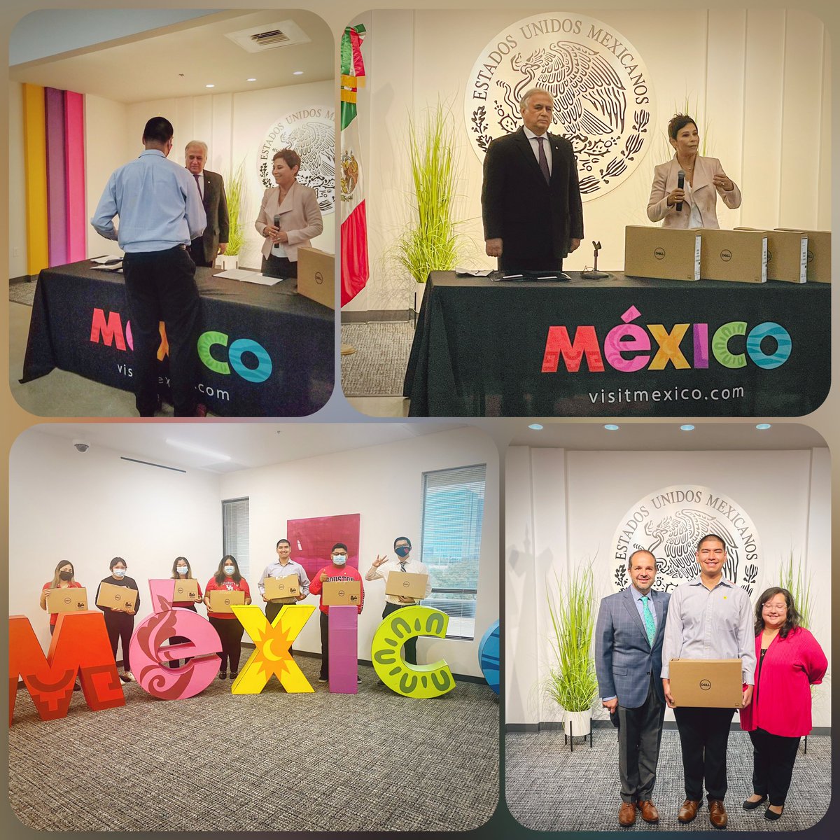 Our Academic Achievers Program students received their own laptops from @IMEBECAS and @ConsulMexHou. Thanks to Sec. Torruco @SREmexico for his words of encouragement and Consul @AliciaKerber for supporting our students!