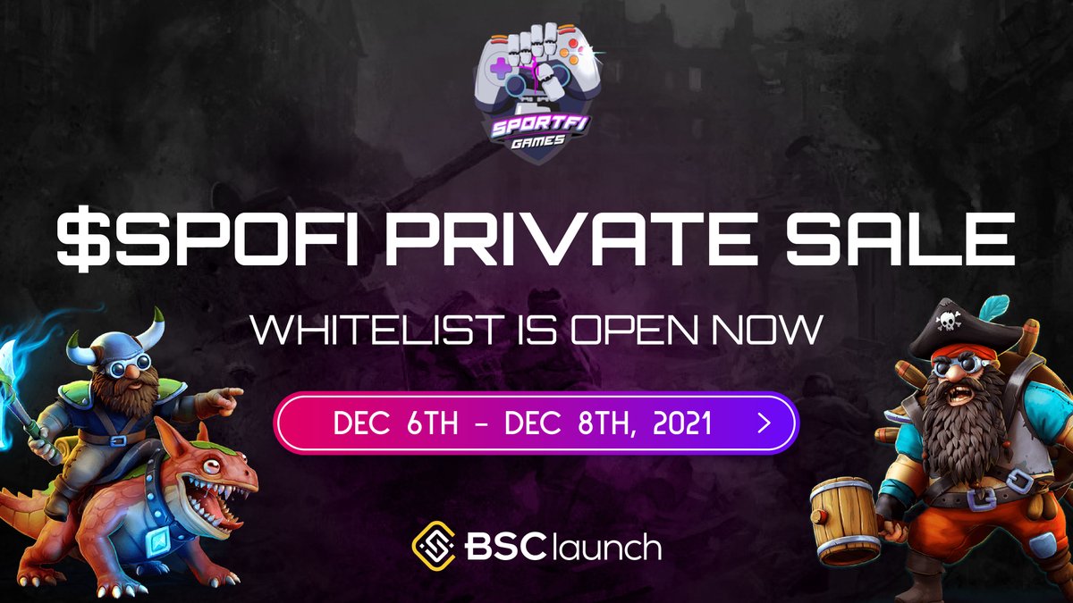 @SportFi private-sale whitelist is now live!🟡

We are delighted to announce that the whitelisting registration for the SportFi deal is now officially open. 

Let's get started!👇
T.ME/Bsclaunchchann…

$SPOFI x $BSL
#GameFi #P2E #SportFi