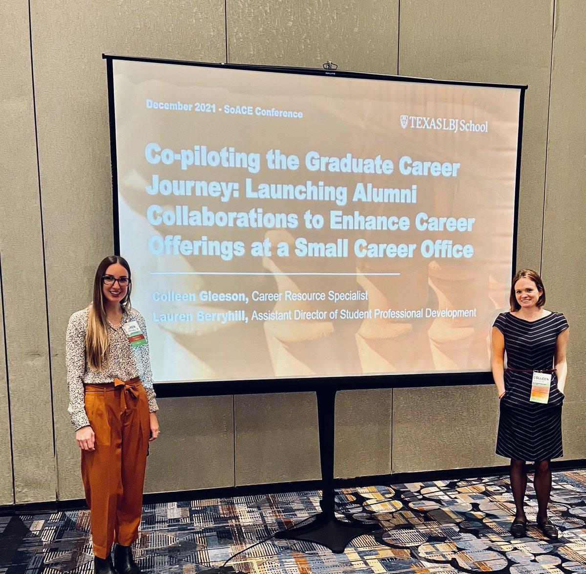 Feels good to be back at ⁦@SouthernACE⁩ #SoACE21 representing the ⁦<a href="/TheLBJSchool/">The LBJ School</a>⁩ and ⁦<a href="/LBJSchoolAlumni/">LBJ School Alumni</a>⁩ with ⁦<a href="/LLBerryhill/">Lauren Berryhill</a>⁩