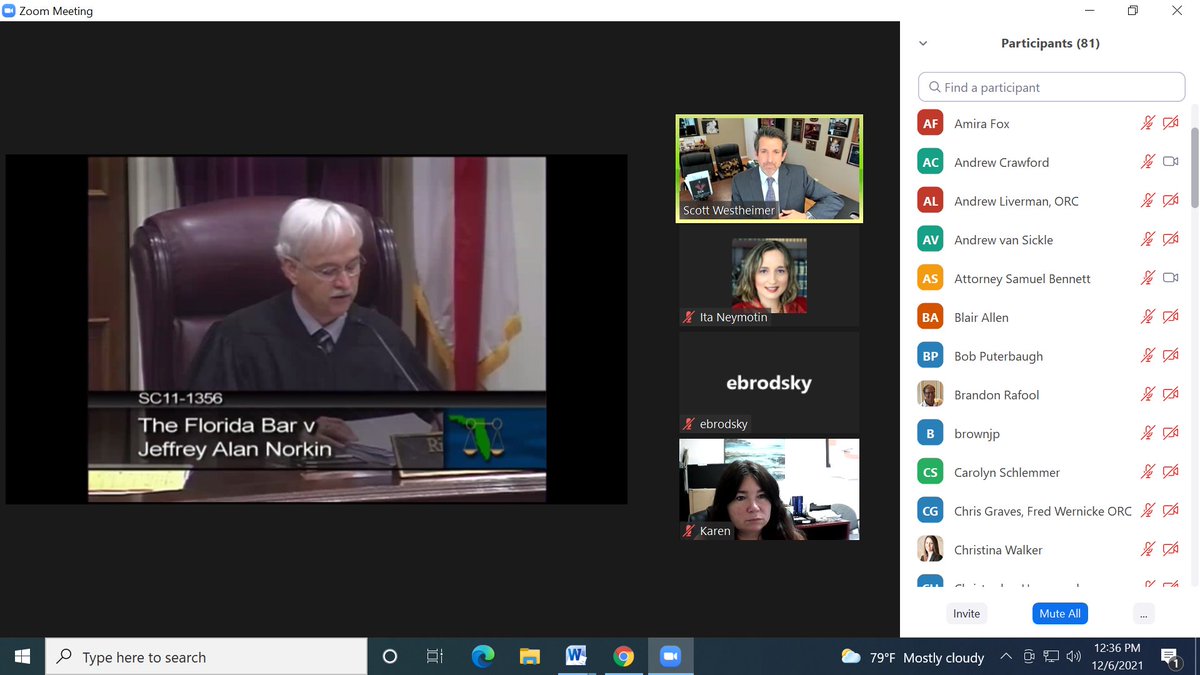 neymotin's tweet photo. Thank you to Scott Westheimer for the “Professionalism: What To Know About Florida’s Lawyer Discipline System and How To Avoid It” Seminar on December 6, 2021 by Zoom sponsored by State Attorney for the 12th Judicial Circuit Ed Brodsky and myself. https://t.co/TLDTcyiABQ