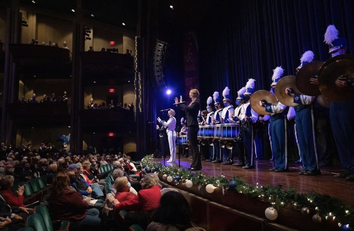 cnumarchingband's tweet photo. The Marching Captains had an exceptional performance this weekend at Christopher Newport University’s annual Holiday Happening concert! Be sure to tune in to WHRO on Sunday, December 19th at 6:30pm to enjoy the show once more! https://t.co/hznD7rFeP9