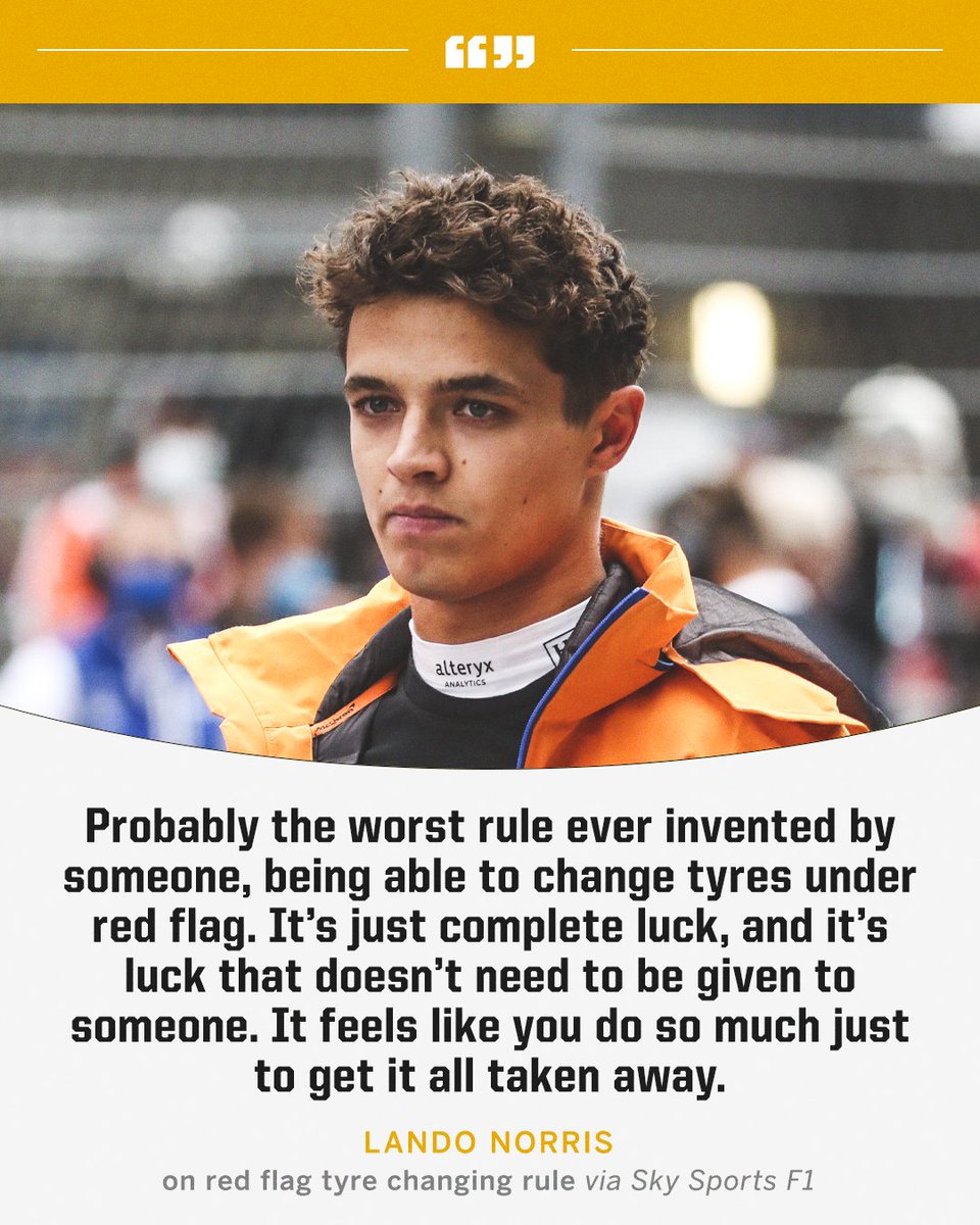 ESPNF1's tweet photo. Lando Norris on being able to change tyres under a red flag 🚩 https://t.co/ZRZdwFNzyr