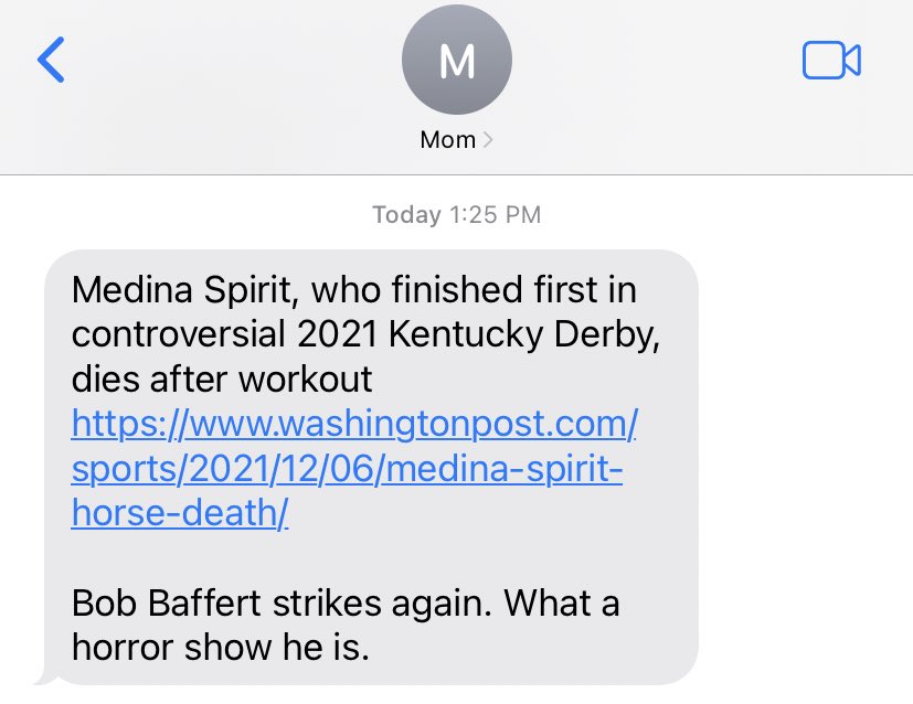 Baffert is a horror show. #momknowsbest #MedinaSpirit