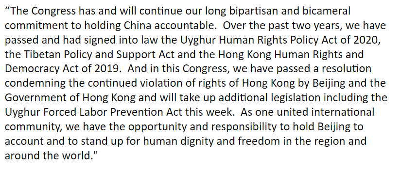 DanielPFlatley's tweet photo. Pelosi says in her statement applauding the diplomatic boycott of the Beijing games that the House will take up the Uyghur Forced Labor Prevention Act this week. https://t.co/qW7EQMLfwk