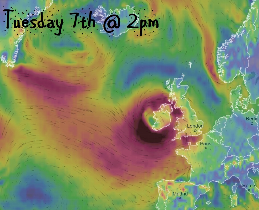 WindyWilson88's tweet image. should see it early afternoon on Tuesday
 
The EASTERN side of Scotland, especially the NE gets it late late Tuesday night going into Wednesday
 
Ireland gets the tail end again on Wednesday as well

#StormBarra #WindysBarraUpdate #Wind #Rain #ScotsSnow #SnowDay #Snow