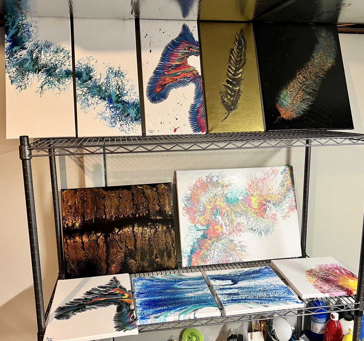 CameronMillz's tweet photo. I gotta do some bragging on my wife. @SusanSMills has used the pandemic to reengage in an old pastime, painting. Our basement is now full of canvases.  Some which she’s proud of, some of which she wants to “do over” but all of which amaze me. She’s even sold some! https://t.co/jYKa4QDQyj