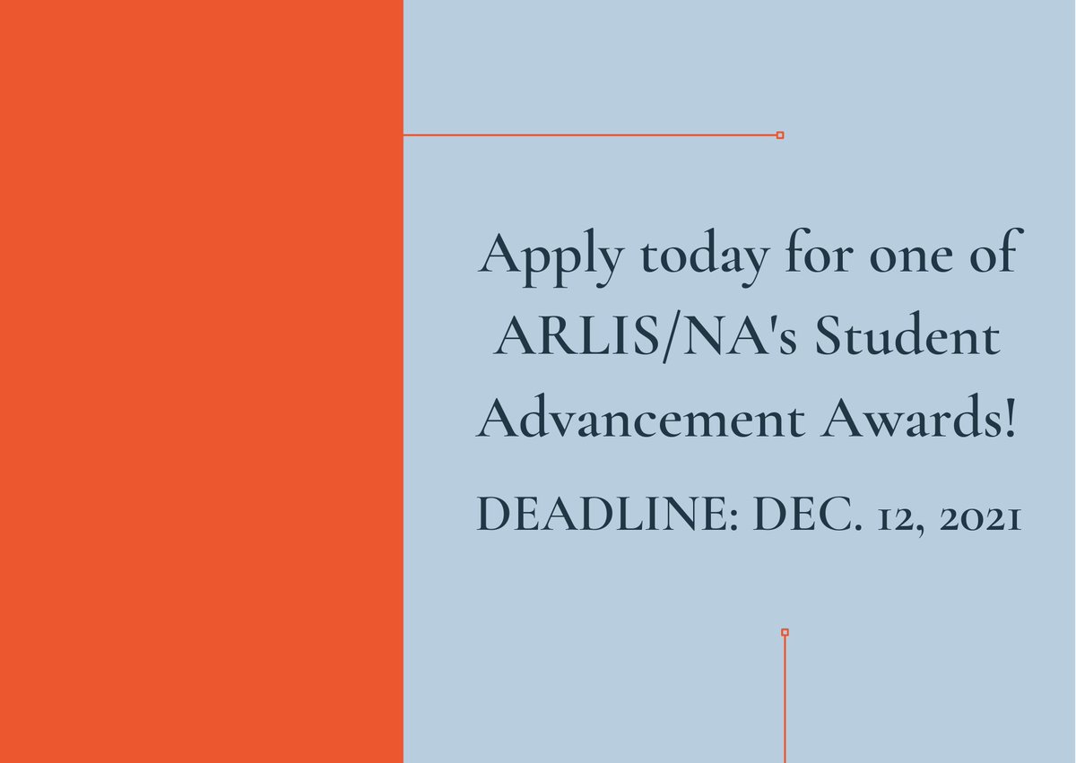 Student Advancement Award applications are due this Sunday! If you know a student, share this around; if you are a student, apply today! Full details: linktr.ee/arlisna