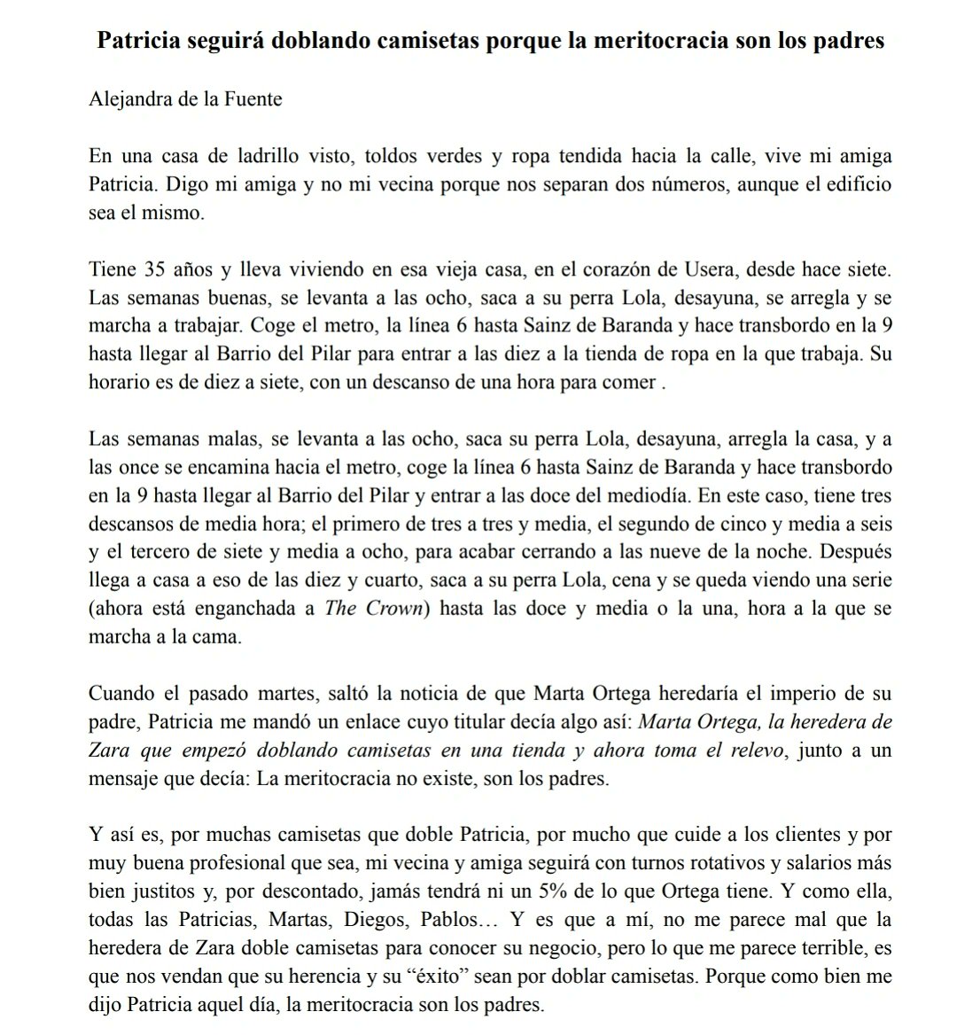 YoSoyAleFuente's tweet photo. He querido hablar de mi amiga Patricia, la falsa meritocracia y doblar camisetas. https://t.co/XE1JAAql7T