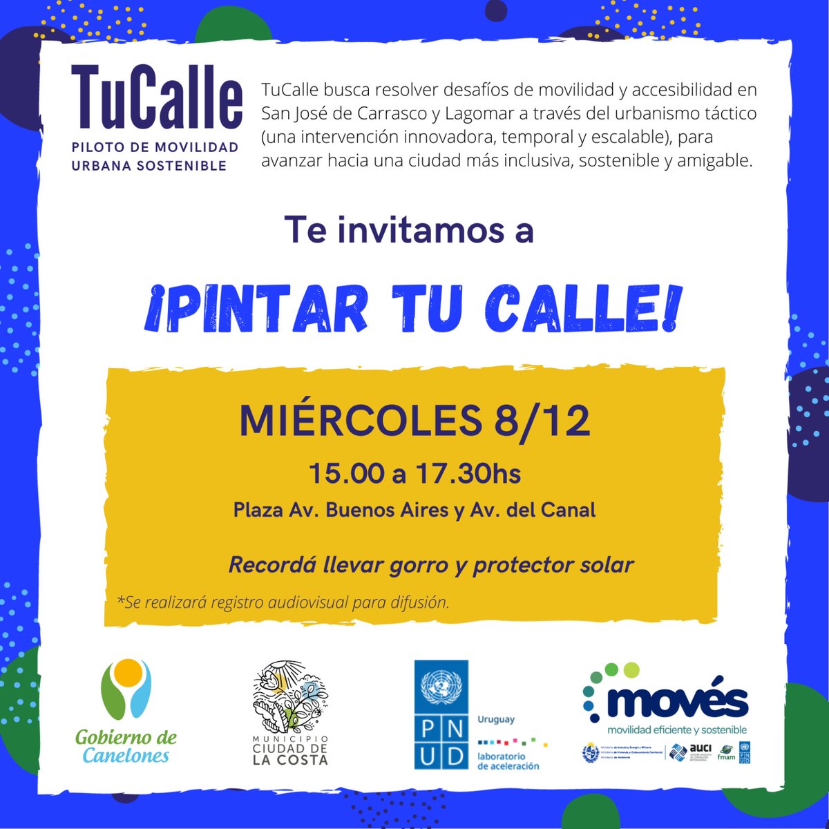 Este miércoles pintamos la calle! En el marco del piloto #TuCalle con <a href="/IdCanelones/">Gobierno de Canelones</a> <a href="/municipiociudad/">Municipio</a> <a href="/PNUDUruguay/">PNUD Uruguay</a> <a href="/ProyectoMoves/">Proyecto MOVÉS</a> Los esperamos!
