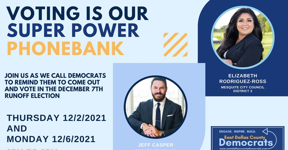 dallasdemocrats's tweet photo. 🚨 Election Day is tomorrow in Mesquite! Find your voting locations. https://t.co/ESfFRGWa8B
📱You can phone bank tonight to help elect more Democrats! https://t.co/Xn3vvO0VfO https://t.co/6m5JHcDCQp
