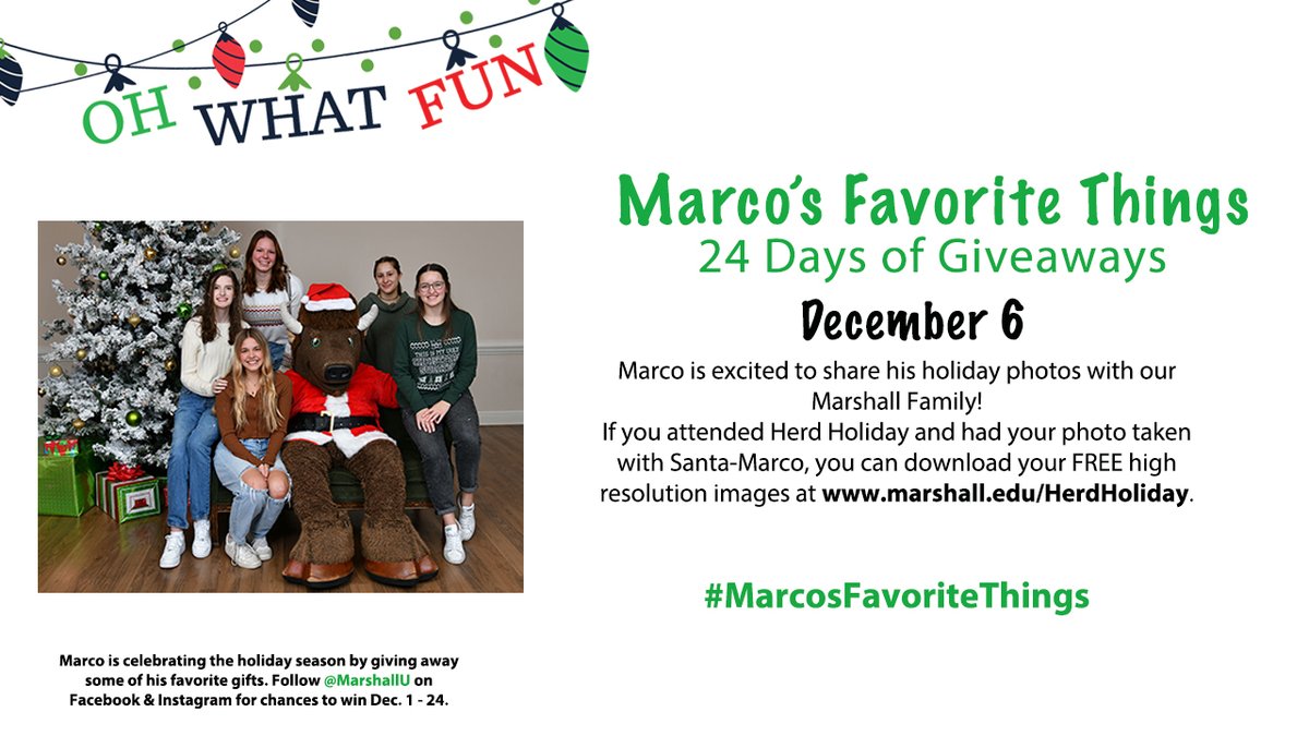 marshallu's tweet photo. Marco is so excited to share his #HerdHoliday photos with our #MarshallUFamily! Visit https://t.co/SLgh81ymvw to view and download your free images. 

#MarcosFavoriteThings https://t.co/BBwv0kDDVg