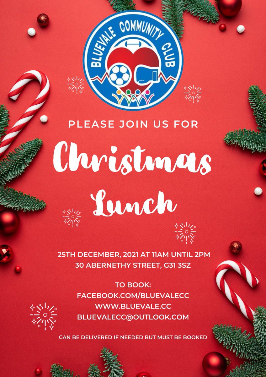 BluevaleCC's tweet image. We are pleased to announce that we will be holding a Christmas Lunch on Christmas Day (25th December 2021) 🎄🎅⛄️ 

The lunch will be a traditional 3 course Christmas dinner and is open to anyone who needs it or would like to come along 😋