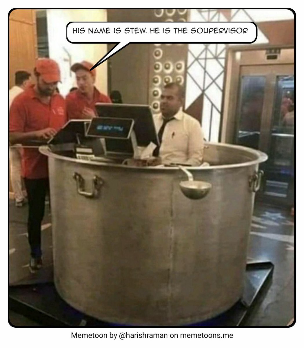 Memetoons_app's tweet photo. Let's build on this comic: https://t.co/9MsImg08ba
#pun #wordplay #supervisor #memes #memesdaily #Memetoons https://t.co/6WdUgy2pF9