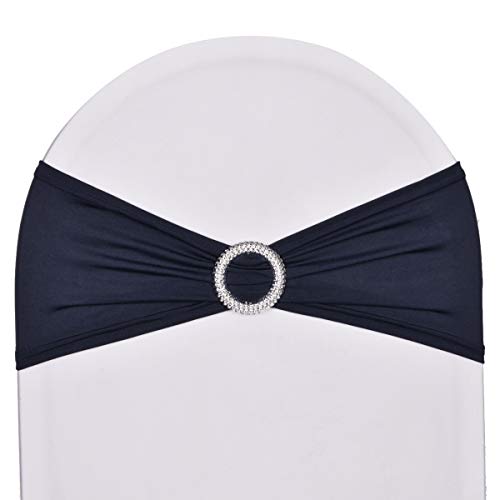 ad: SweetEver Pack of 50 Stretch Spandex Chair Sashes for Christmas Wedding Party Banquet Decoration Elastic Bulk Chair Cover with Buckle Engagement Event Birthday Graduation Meeting Navy Blue ASIN:... - amazon.com/dp/B07NSVXFG5?…