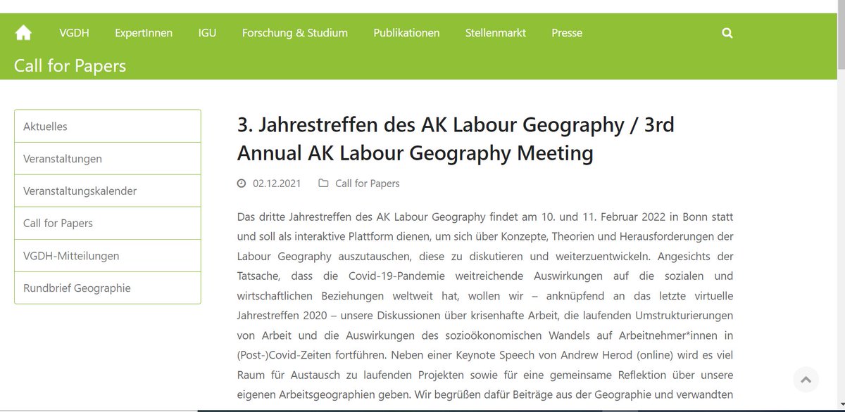 TLopezay's tweet photo. Registration now open for the 3rd AK Labour Geography Annual Meeting, 10 &amp; 11 February 2022 in Bonn/online: https://t.co/BwhgoW19F7
If you are researching (or interested in discussing) current transformations of labour from a spatial perspective, come join us @labour_ak 👐(1/3) https://t.co/Y8iOkzsPec