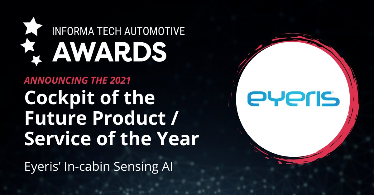 <a href="/EyerisAI/">Eyeris</a> Wins Best Cockpit of the Future Technology Award 2021.
lnkd.in/gumw2FUm
#InCabinSensing #CockpitOfTheFuture #ArtificialIntelligence #AutoTech #AI #automotive
@TUAutomotive