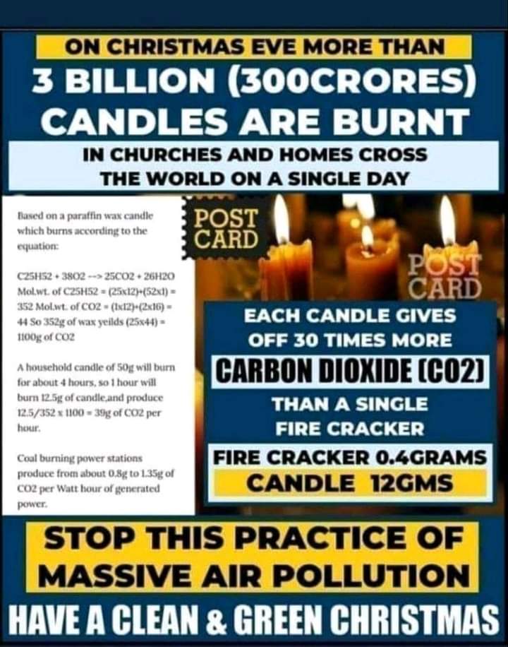 missionkaali's tweet photo. Secular media houses talk only about pollution on Diwali but not on Christmas.
#secularmedia #christmas #CandleFreeChristmas https://t.co/U0yfO4KU6B