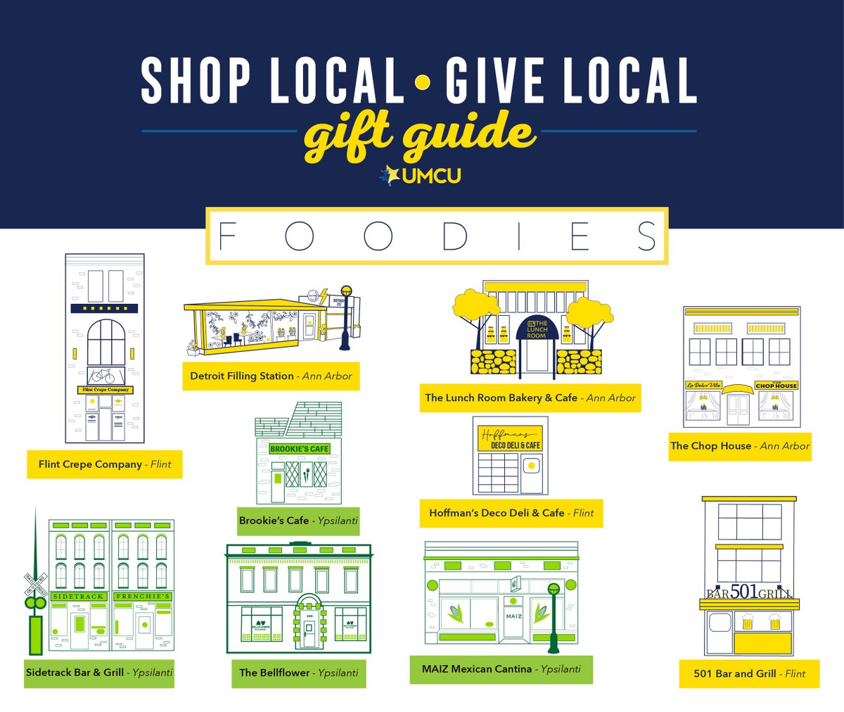 UMCreditUnion's tweet photo. It's a matter of taste when it comes to finding a palate-pleasing gift for the foodie in your life. No matter the dish, these #ShopLocalGiveLocal businesses can help you spice up your gourmet's holiday season. 😋 #UMCUGiftGuide https://t.co/0e1H1mQCK7