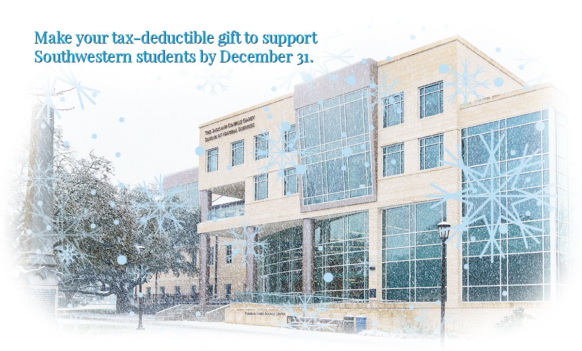 We invite you to celebrate this season of giving by making your annual gift to Southwestern by December 31. Your contribution will support life-changing learning experiences for all students

Give Now: givecampus.com/atqaua