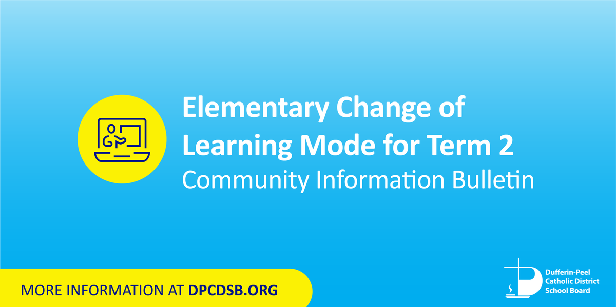 📢Update for parents/guardians of elementary students:

Upon return from the Christmas break on Jan. 3 2022, parents/guardians will be provided with direction on how to inform their school should they wish to change learning modes for Term 2.

More info: ➡ow.ly/uU7850H4ABH