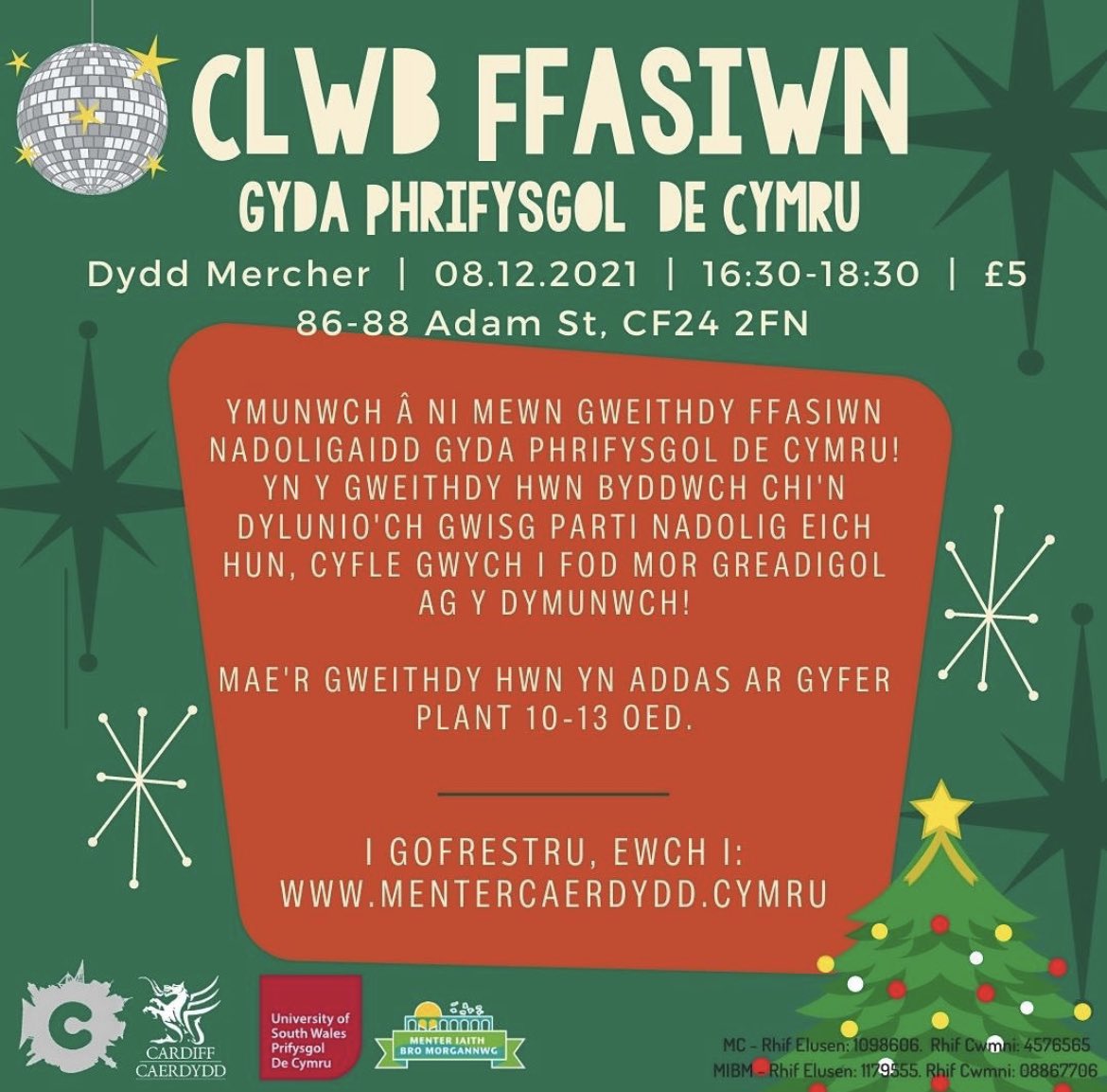 CLWB FFASIWN I BLANT 10-13 OED GYDA PHRIFYSGOL DE CYMRU!✍️🎄🌟

Ewch i’r wefan i gofrestru:

mentercaerdydd.cymru/product/clwb-f…

#ffasiwn #cymraeg #nadolig